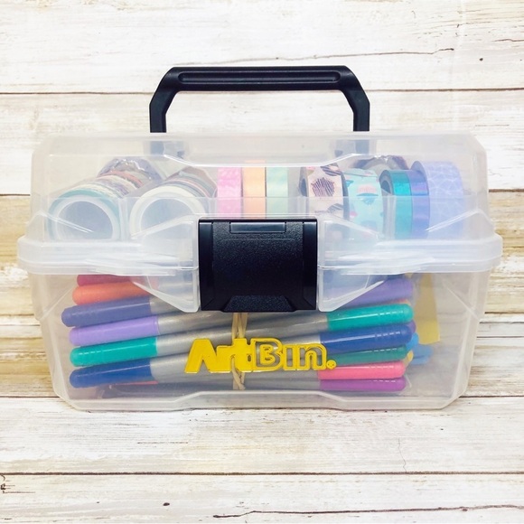 Arts Crafts Journal Supplies Storage Box Washi Tape-Markers-Colored Pencils EUC - Picture 2 of 16